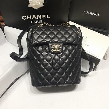 Bagsaaa Chanel Urban Spirit Black Lambskin Leather Gold Hardware - 25X20X10CM