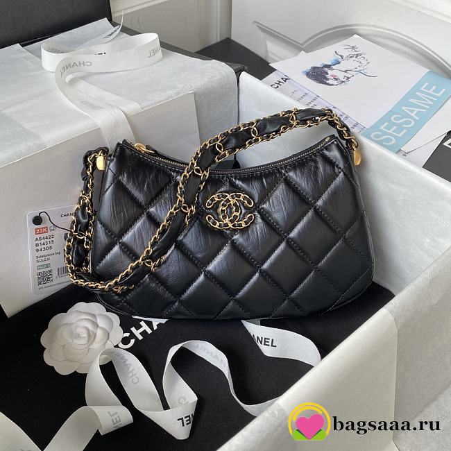	 Bagsaaa Chanel 19 Hobo Shoulder Black Bag - 13.5×23.5×5.3cm - 1