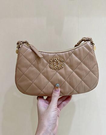 	 Bagsaaa Chanel 19 Hobo Shoulder Beige Bag - 12×20.5×4.5cm
