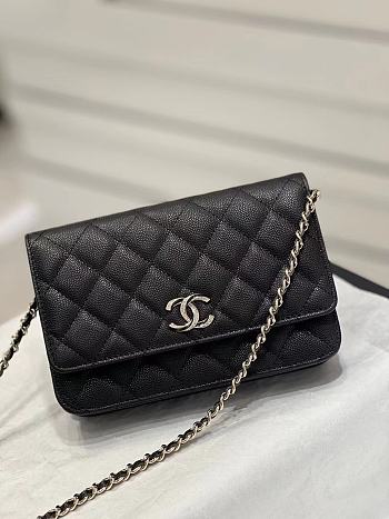 Bagsaaa Chanel WOC Black Caviar Leather With Crystal CC Logo - 19-3-12cm