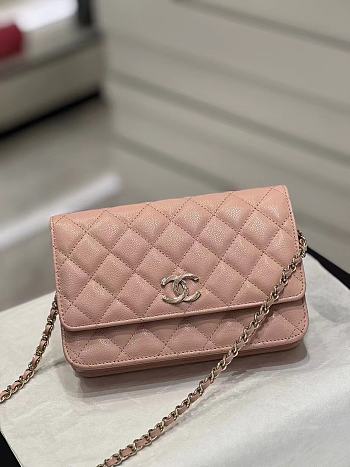 	 Bagsaaa Chanel WOC Pink Caviar Leather With Crystal CC Logo - 19-3-12cm