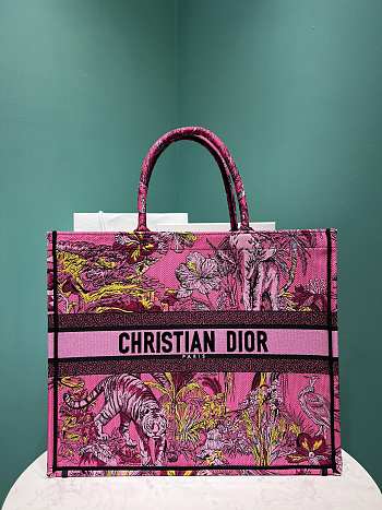 Bagsaaa Dior Large Book Tote Celestial Pink Multicolor Toile de Jouy Voyage Embroidery 