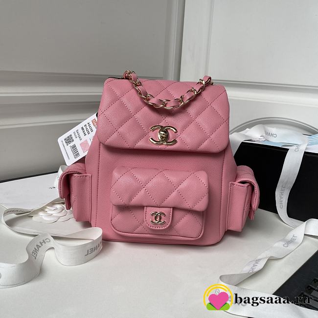Bagsaaa Chanel Duma Cargo Backpack Pink Caviar Leather - 21.5x19.5x12cm - 1