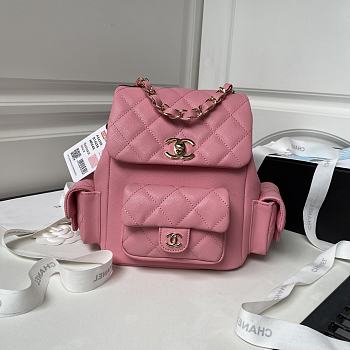 Bagsaaa Chanel Duma Cargo Backpack Pink Caviar Leather - 21.5x19.5x12cm