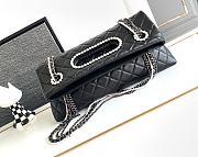 Bagsaaa Chanel Shopping Bag Aged Shiny Lambskin, Crystal Pearls & Black Metal Black - 5