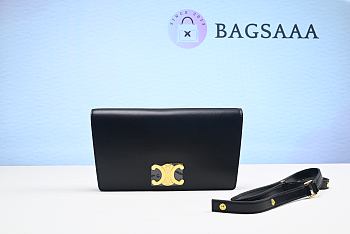 Bagsaaa Celine SHOULDER BAG TRAPEZE IN SHINY CALFSKIN BLACK - 24.5 X 14.5 X 3 CM