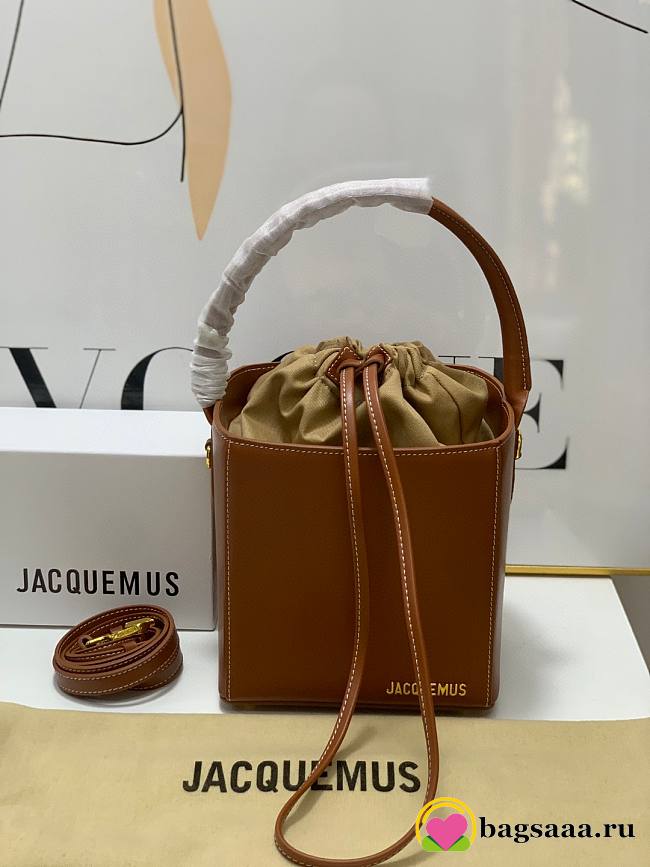 Bagsaaa Jacquemus Bucket Cube Brown Bag - 16*18*17cm - 1