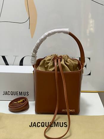 Bagsaaa Jacquemus Bucket Cube Brown Bag - 16*18*17cm