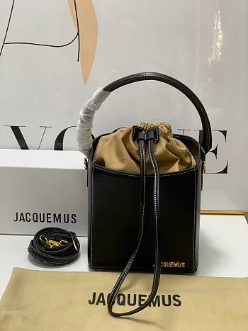 	 Bagsaaa Jacquemus Bucket Cube Black Bag - 16*18*17cm