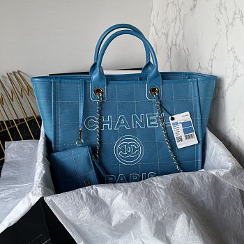 	 Bagsaaa Chanel Medium Deauville Blue Tote 36cm