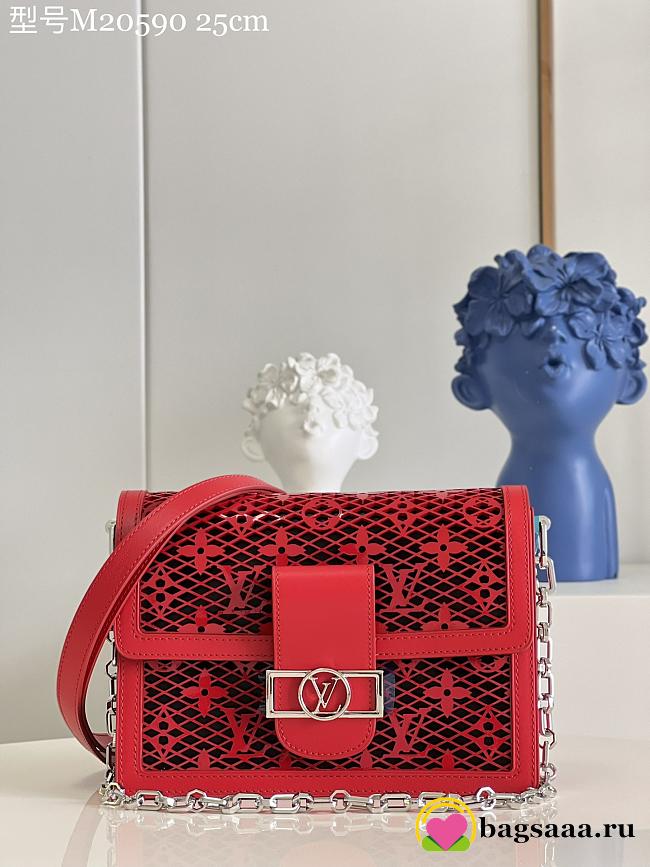 	 Bagsaaa Louis Vuitton Dauphine MM Lace Bag Red - 1