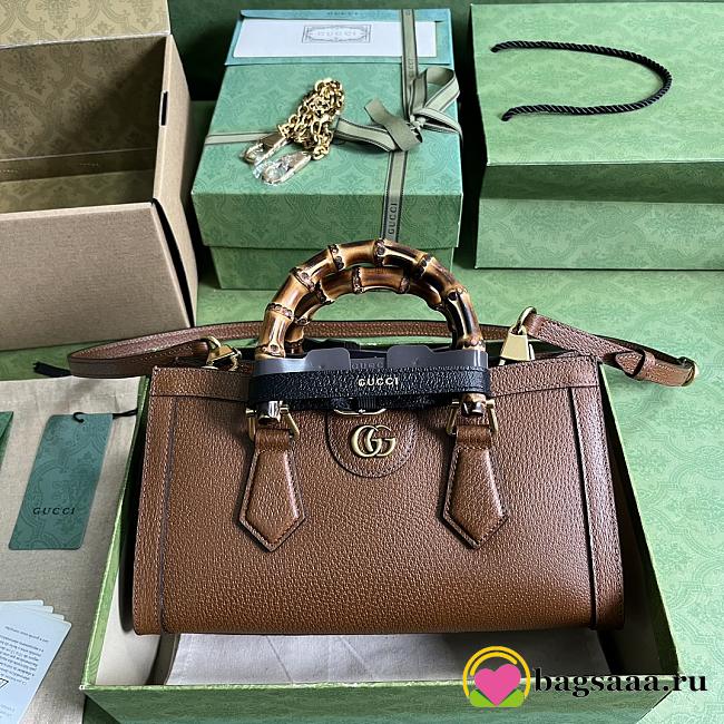 	 Bagsaaa Gucci Diana Small Shoulder Bag Brown Leather - 27x15.5x11cm。 - 1
