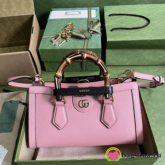 	 Bagsaaa Gucci Diana Small Shoulder Bag Pink Leather - 27x15.5x11cm。 - 1