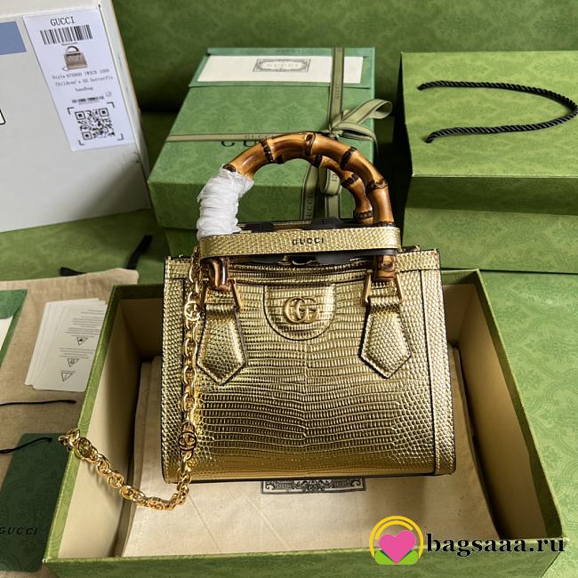 Bagsaaa Gucci Mini Diana Lizard Gold Leather 20x15.5x10cm - 1