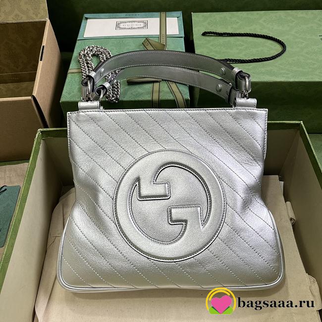	 Bagsaaa Gucci Interlocking G Blondie Tote Bag Silver - 24x 30x 6cm - 1