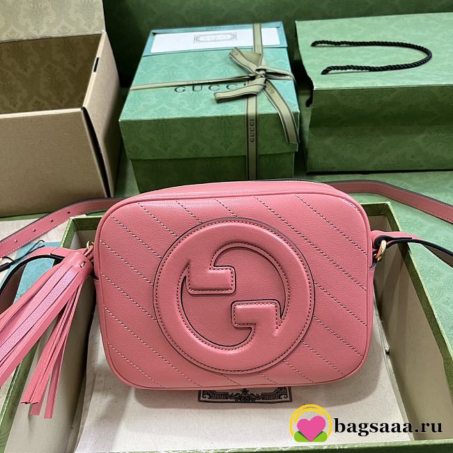 Bagsaaa Gucci Blondie Small Shoulder Pink Leather Bag - 21*15.5*5cm - 1