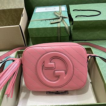 Bagsaaa Gucci Blondie Small Shoulder Pink Leather Bag - 21*15.5*5cm