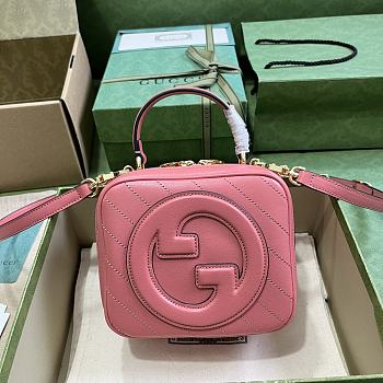 Bagsaaa Gucci Blondie Top Handle Pink Leather Bag - 17x15x9cm