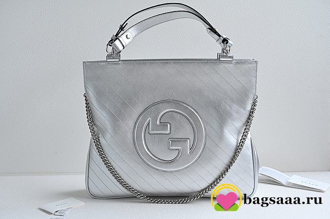 Bagsaaa Gucci Interlocking G Blondie Tote Bag Silver - 34.5x 41x 8cm - 1