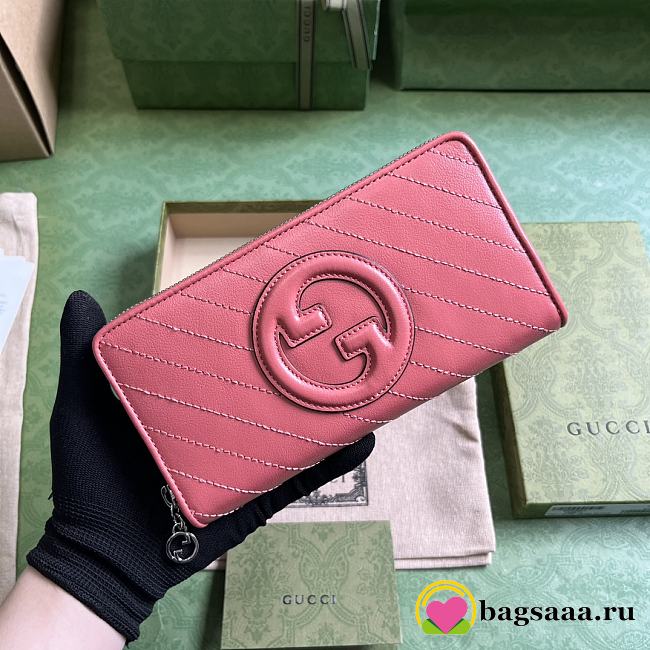 	 Bagsaaa Gucci Blondie Zippy Wallet Pink - 19.5x11x3cm - 1