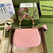 	 Bagsaaa Bamboo 1947Top Handle Pink Leather Bag - 21*15*7cm - 4