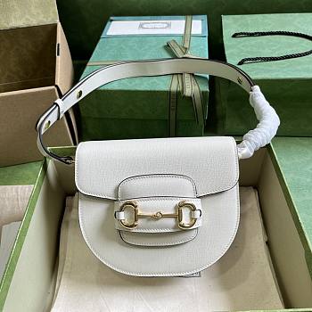 Bagsaaa Gucci Horsebit 1955 Mini Rounded Bag White - 18*17*6.5cm