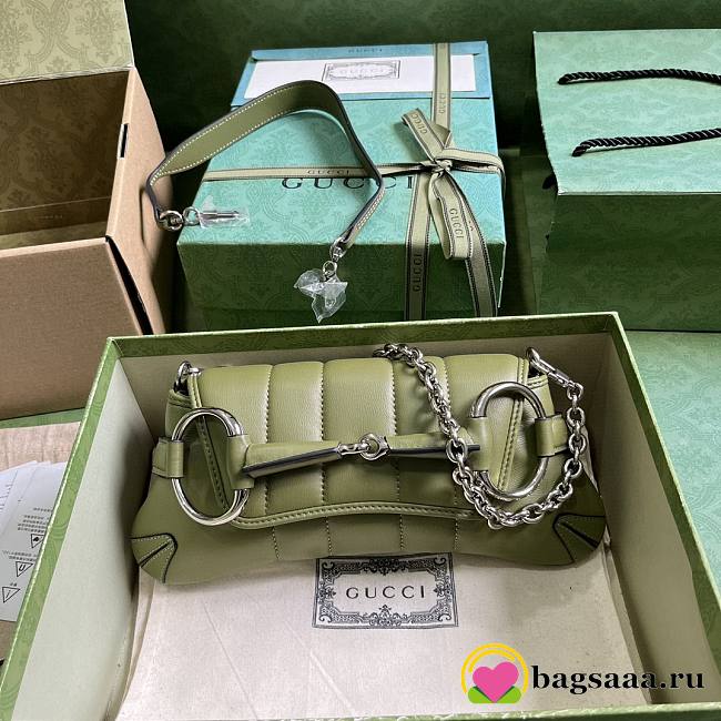 Bagsaaa Gucci Horsebit Chain Small Shoulder Bag green  - 1