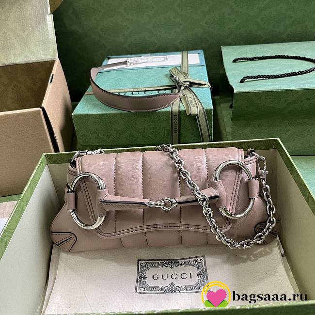 Bagsaaa Gucci Horsebit Chain Small Shoulder Bag taupe - 1