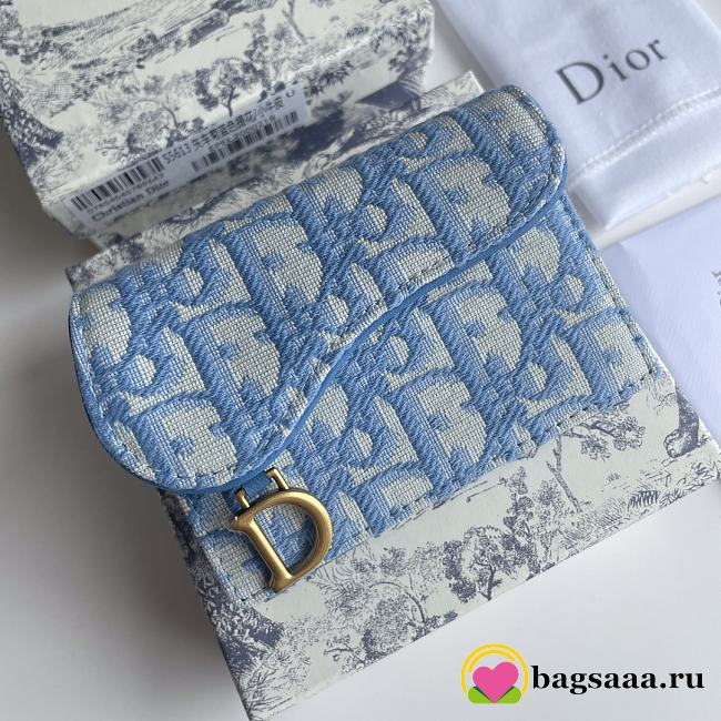 Dior Mini Lady Wallet Blue - 1