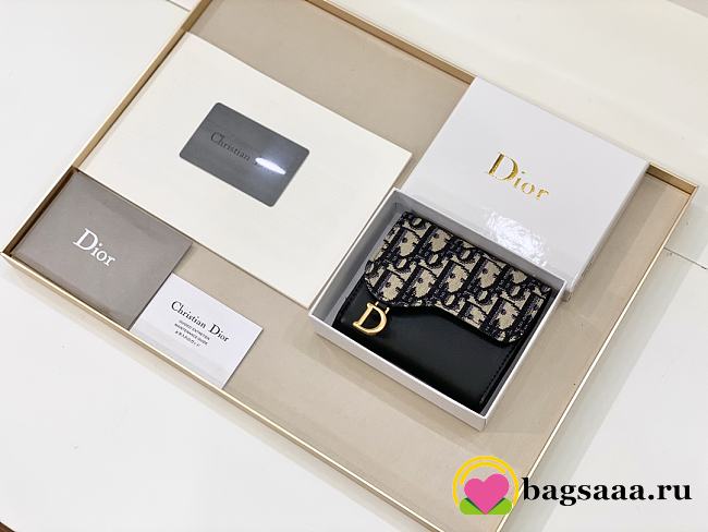 Bagsaaa Dior Oblique Saddle Wallet - 10*8.5*2.5cm - 1