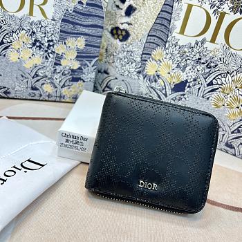 Bagsaaa Dior Black Leather Wallet - 11 x 9cm
