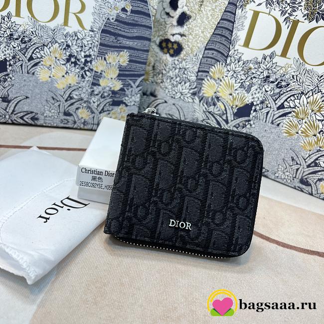 	 Bagsaaa Dior Oblique Black Leather Wallet - 11 x 9cm - 1