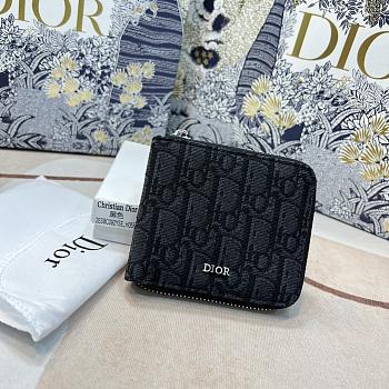 	 Bagsaaa Dior Oblique Black Leather Wallet - 11 x 9cm
