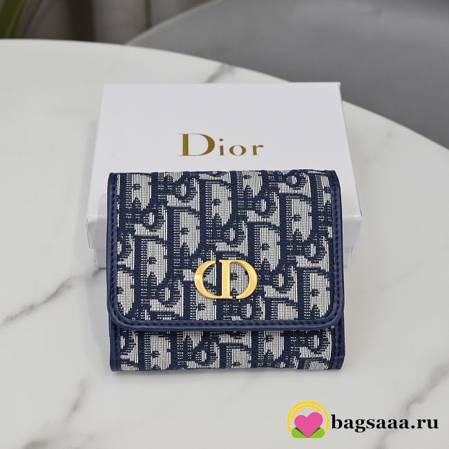 	 Bagsaaa Dior 30 Montaigne Lotus Wallet Blue - 11*10*2cm - 1