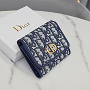 	 Bagsaaa Dior 30 Montaigne Lotus Wallet Blue - 11*10*2cm - 4