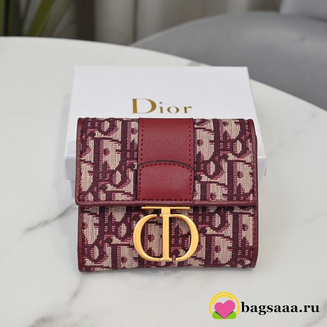 	 Bagsaaa Dior 30 Montaigne 3 Fold Wallet Red - 11*10*2cm - 1