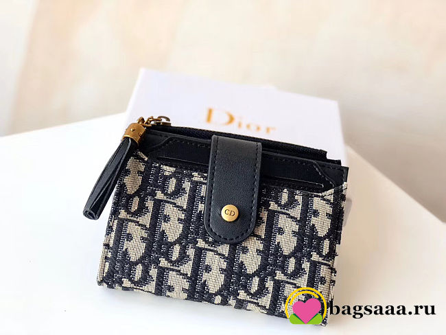 Bagsaaa Dior Oblique Wallet Blue - 12*9*1.5 - 1