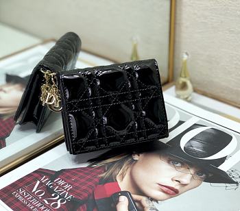 Bagsaaa Dior Coin Purse Patent Leather Black - 11x9cm