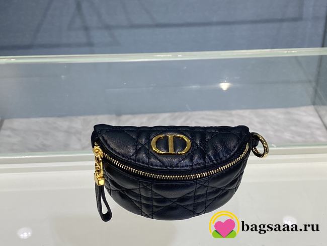 Bagsaaa Dior Caro Half Moon Coin Purse Black - 11.5cmx7cm x5cm  - 1