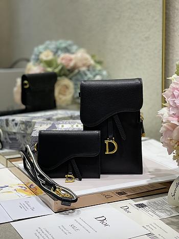 Bagsaaa Dior Saddle  Multifunctional Pouch Black - 18.5x12x7.5cm
