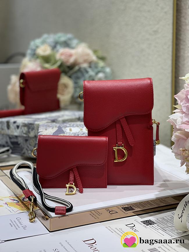 Bagsaaa Dior Saddle Multifunctional Pouch Red - 18.5x12x7.5cm - 1
