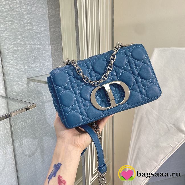 Bagsaaa Dior Small Caro Blue Supple Cannage Calfskin - 20 x 12 x 7 cm - 1