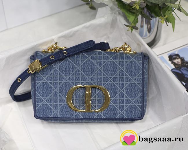 	 Bagsaaa Dior Small Caro Green Denim Cannage - 20 x 12 x 7 cm - 1