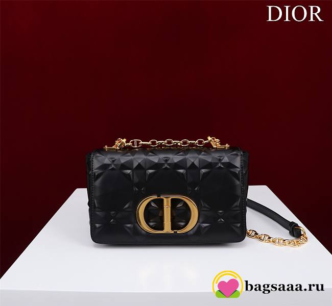 Bagsaaa Dior Caro Small Shoulder Bag Black With Gold Hardware - 20×12×7cm - 1