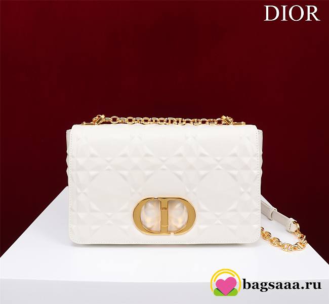 	 Bagsaaa Dior Caro Medium Shoulder Bag White With Gold Hardware - 25×15×8cm - 1