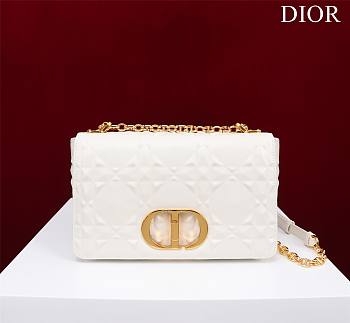 	 Bagsaaa Dior Caro Medium Shoulder Bag White With Gold Hardware - 25×15×8cm