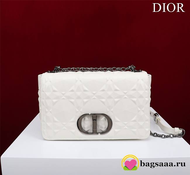 	 Bagsaaa Dior Caro Medium Shoulder Bag White With Black Hardware - 25×15×8cm - 1