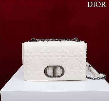 	 Bagsaaa Dior Caro Medium Shoulder Bag White With Black Hardware - 25×15×8cm