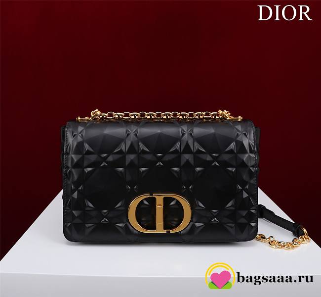 	 Bagsaaa Dior Caro Medium Shoulder Bag Black With Gold Hardware - 25×15×8cm - 1