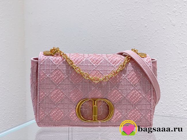 Bagsaaa Dior Caro Medium Cannage Pink Bag - 25.5*15.5*8cm - 1